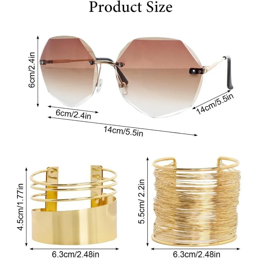 70s Disco Accessories Set Women's Gold Costume Jewelry Party Supplies